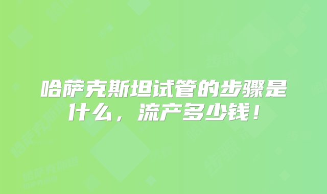 哈萨克斯坦试管的步骤是什么，流产多少钱！