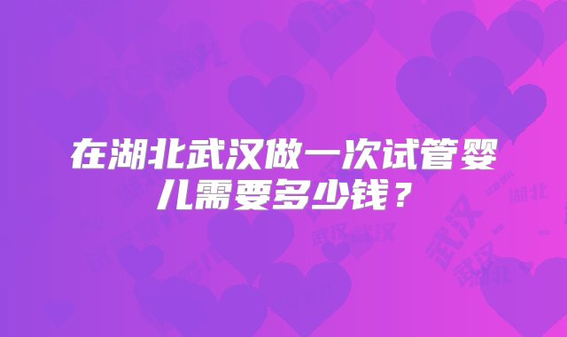 在湖北武汉做一次试管婴儿需要多少钱？