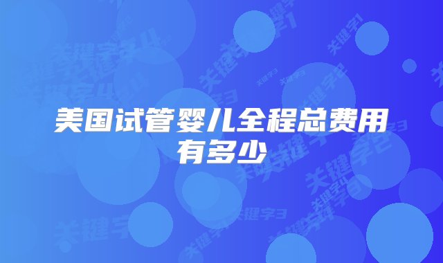 美国试管婴儿全程总费用有多少