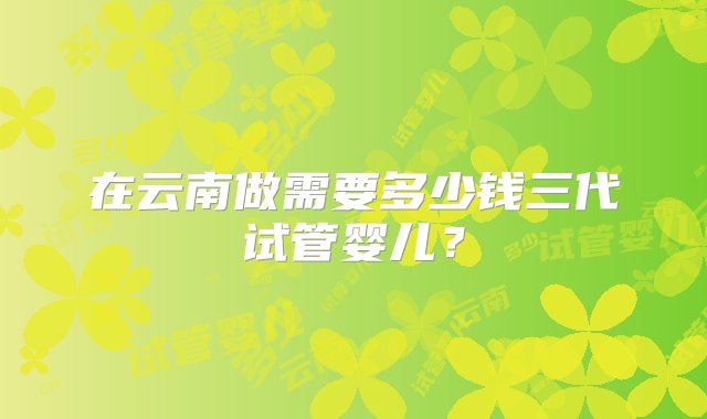 在云南做需要多少钱三代试管婴儿？