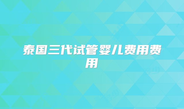 泰国三代试管婴儿费用费用