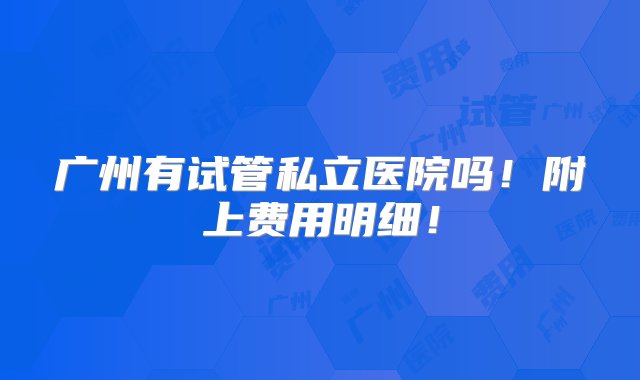 广州有试管私立医院吗！附上费用明细！