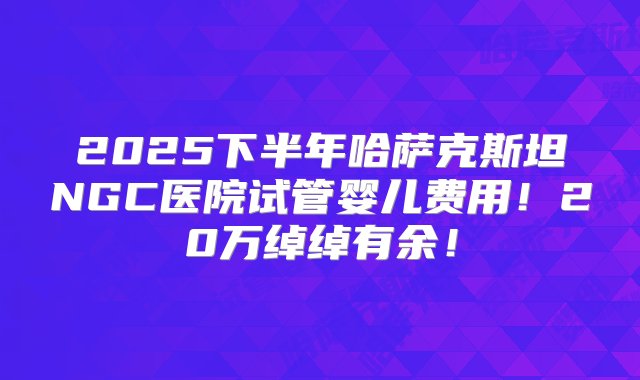 2025下半年哈萨克斯坦NGC医院试管婴儿费用！20万绰绰有余！