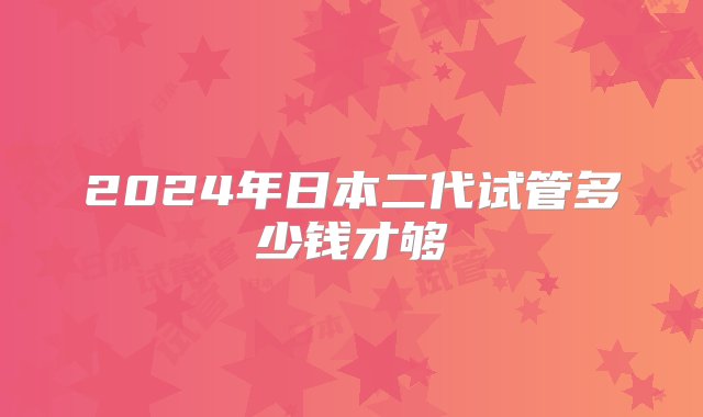 2024年日本二代试管多少钱才够