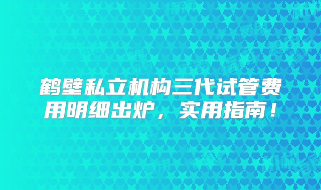 鹤壁私立机构三代试管费用明细出炉，实用指南！