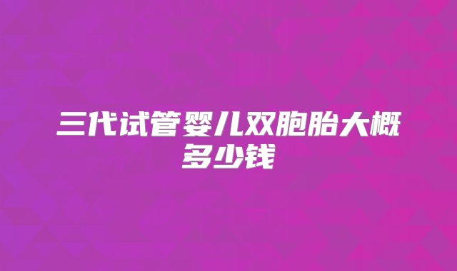 三代试管婴儿双胞胎大概多少钱