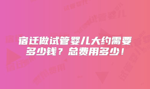 宿迁做试管婴儿大约需要多少钱？总费用多少！