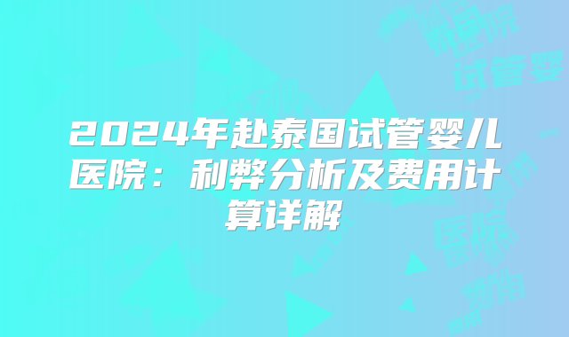 2024年赴泰国试管婴儿医院：利弊分析及费用计算详解