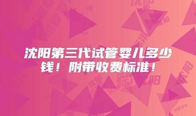 沈阳第三代试管婴儿多少钱！附带收费标准！