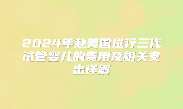 2024年赴美国进行三代试管婴儿的费用及相关支出详解