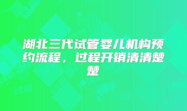 湖北三代试管婴儿机构预约流程，过程开销清清楚楚