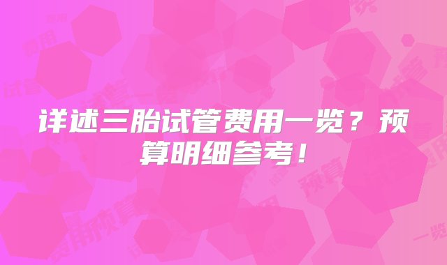 详述三胎试管费用一览？预算明细参考！