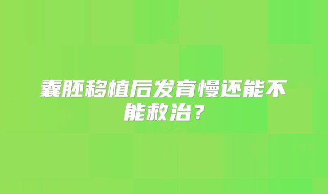 囊胚移植后发育慢还能不能救治？