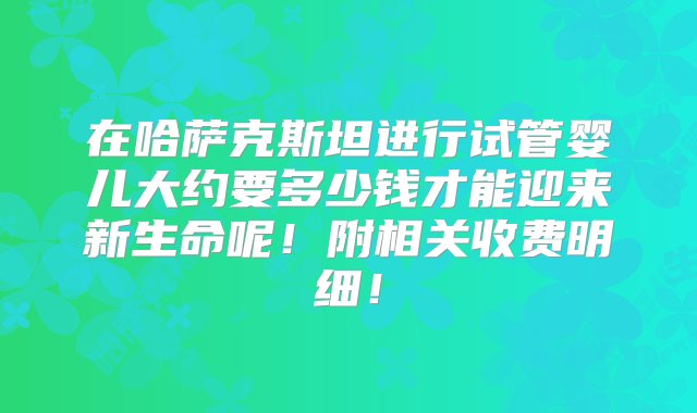 在哈萨克斯坦进行试管婴儿大约要多少钱才能迎来新生命呢！附相关收费明细！