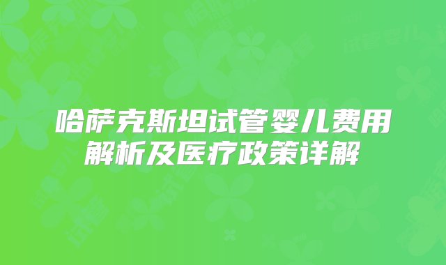 哈萨克斯坦试管婴儿费用解析及医疗政策详解