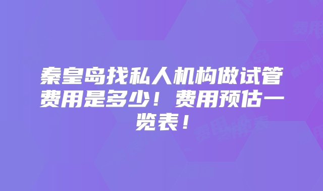 秦皇岛找私人机构做试管费用是多少！费用预估一览表！