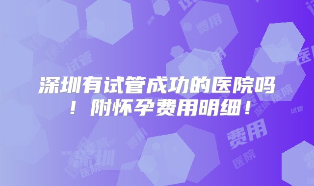 深圳有试管成功的医院吗！附怀孕费用明细！