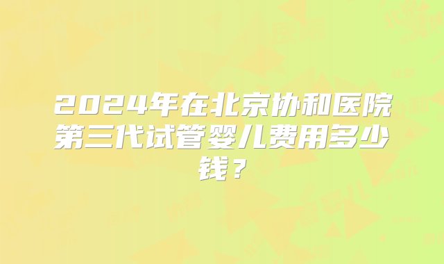 2024年在北京协和医院第三代试管婴儿费用多少钱？