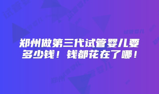 郑州做第三代试管婴儿要多少钱！钱都花在了哪！