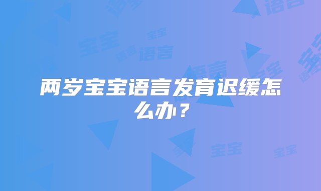 两岁宝宝语言发育迟缓怎么办？