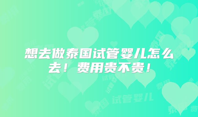 想去做泰国试管婴儿怎么去！费用贵不贵！