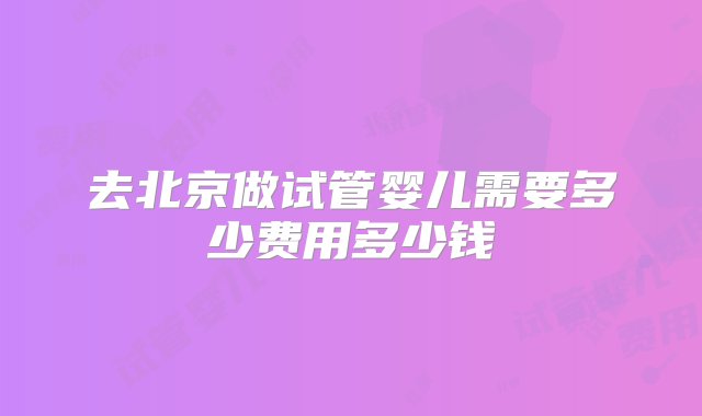 去北京做试管婴儿需要多少费用多少钱