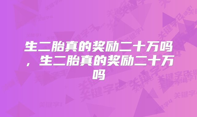 生二胎真的奖励二十万吗，生二胎真的奖励二十万吗