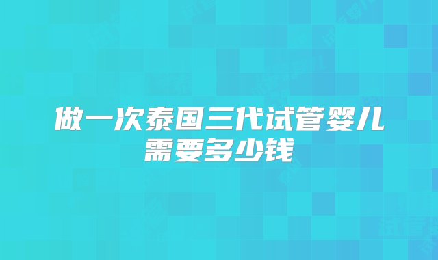 做一次泰国三代试管婴儿需要多少钱