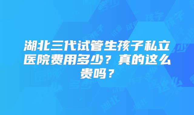 湖北三代试管生孩子私立医院费用多少？真的这么贵吗？