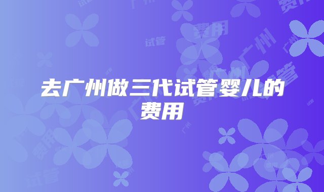 去广州做三代试管婴儿的费用