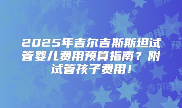 2025年吉尔吉斯斯坦试管婴儿费用预算指南？附试管孩子费用！