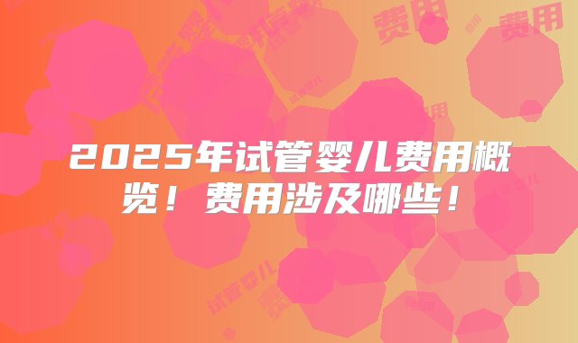 2025年试管婴儿费用概览！费用涉及哪些！