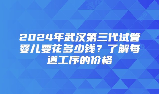 2024年武汉第三代试管婴儿要花多少钱？了解每道工序的价格