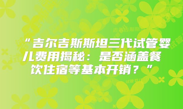 “吉尔吉斯斯坦三代试管婴儿费用揭秘：是否涵盖餐饮住宿等基本开销？”