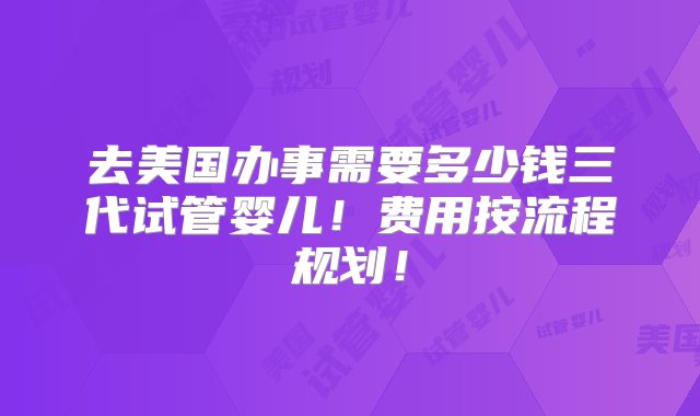 去美国办事需要多少钱三代试管婴儿！费用按流程规划！