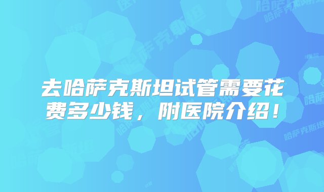 去哈萨克斯坦试管需要花费多少钱，附医院介绍！