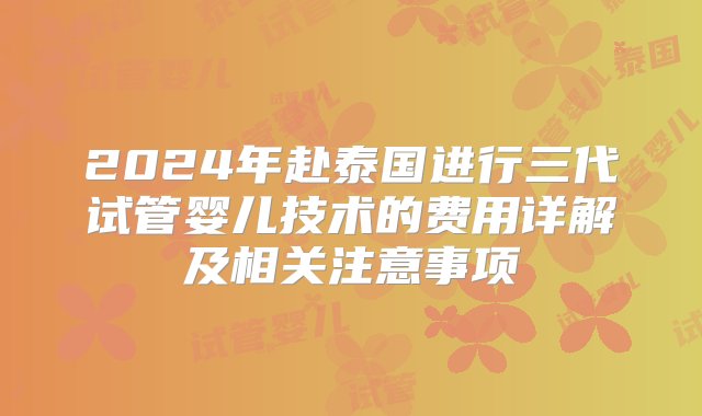 2024年赴泰国进行三代试管婴儿技术的费用详解及相关注意事项