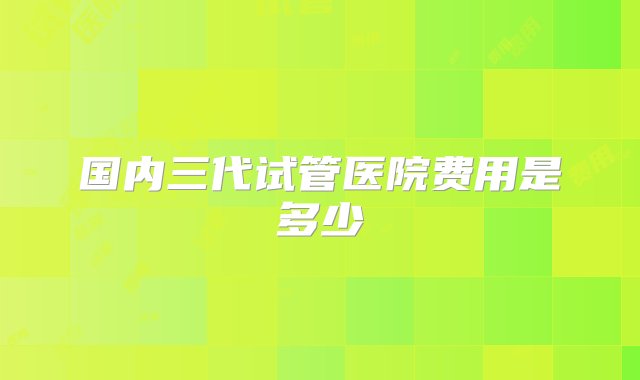 国内三代试管医院费用是多少