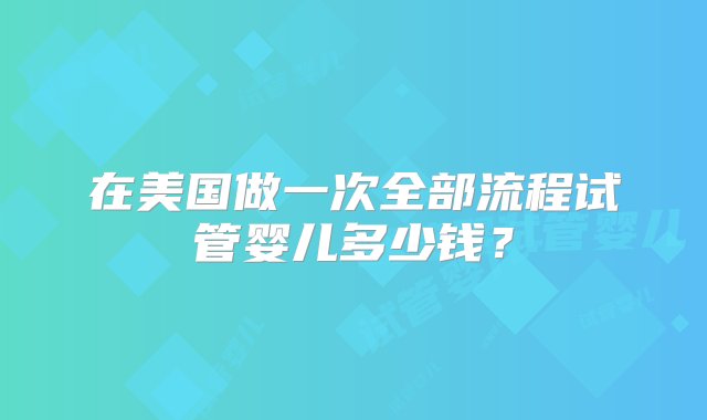 在美国做一次全部流程试管婴儿多少钱？