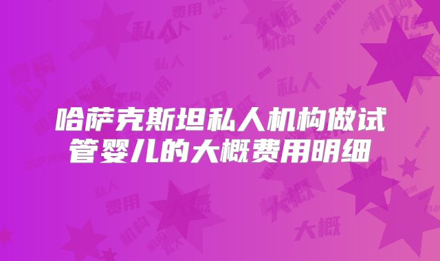 哈萨克斯坦私人机构做试管婴儿的大概费用明细