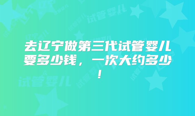 去辽宁做第三代试管婴儿要多少钱，一次大约多少！