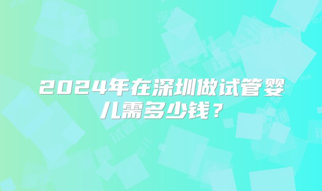 2024年在深圳做试管婴儿需多少钱？