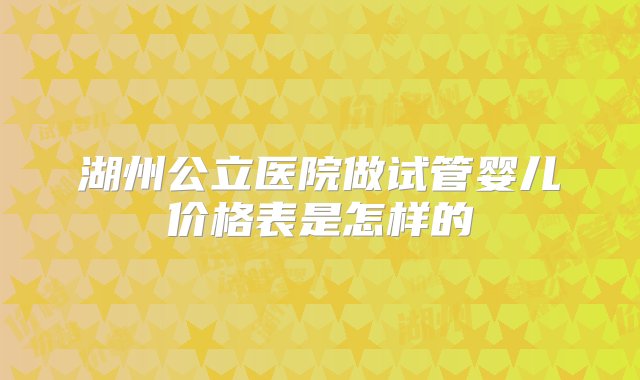 湖州公立医院做试管婴儿价格表是怎样的