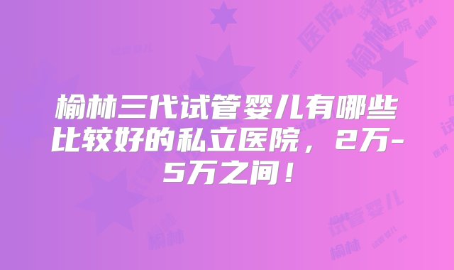 榆林三代试管婴儿有哪些比较好的私立医院，2万-5万之间！