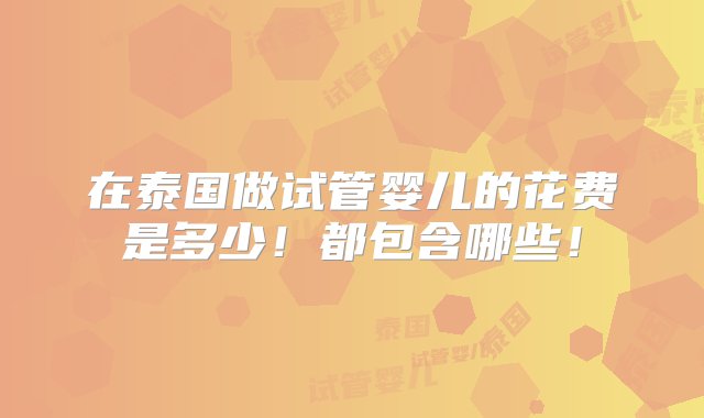 在泰国做试管婴儿的花费是多少！都包含哪些！