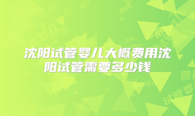 沈阳试管婴儿大概费用沈阳试管需要多少钱