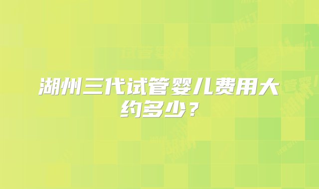 湖州三代试管婴儿费用大约多少？