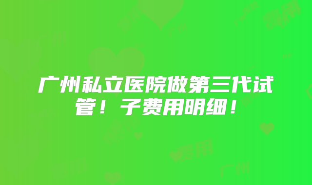 广州私立医院做第三代试管！子费用明细！