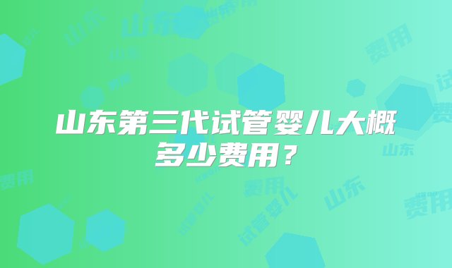 山东第三代试管婴儿大概多少费用？