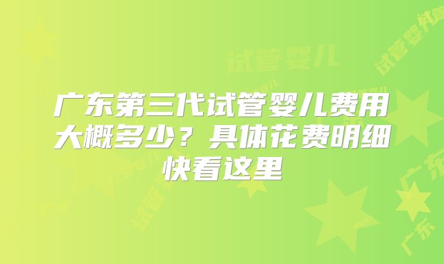 广东第三代试管婴儿费用大概多少？具体花费明细快看这里